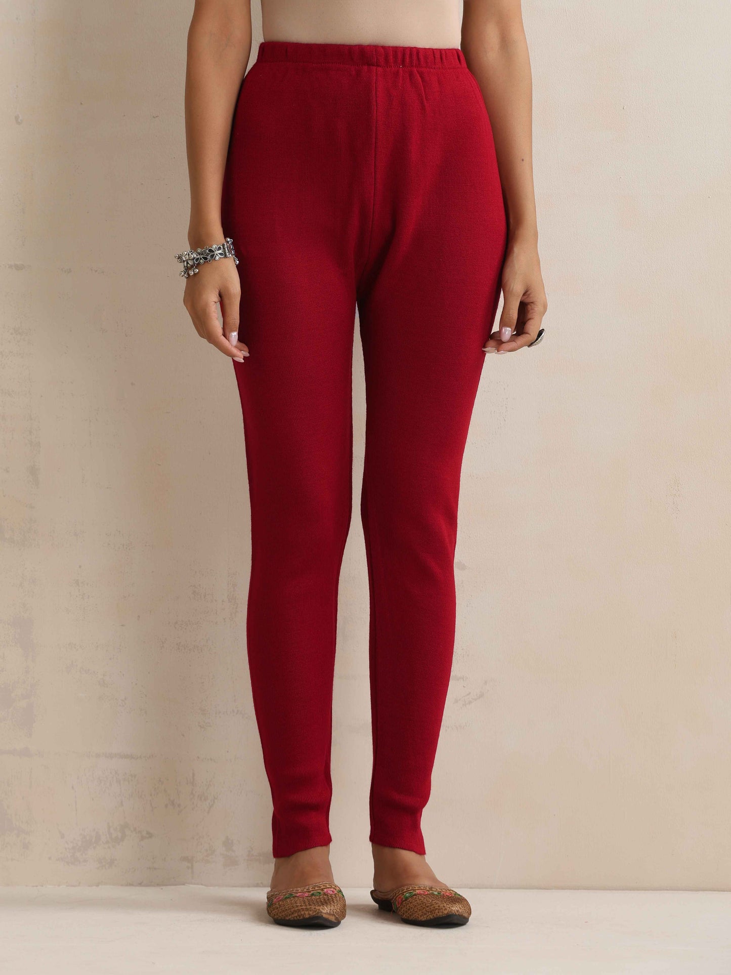 trueBrowns Maroon Woollen Leggings | Swadesiicart