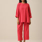 trueBrowns Bright Pink Slub Texture Baggy Sleeve Co-Ord Set | Relove - Swadesiicart