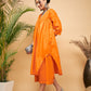 InWeave Women's Orange Flared Kurta Palazzo Set - Swadesiicart