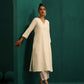 trueBrowns Ivory Tonal Cotton Kurta with Embroidered Pants | Swadesiicart