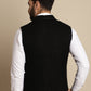 Even Apparels Men's Black Wool Waistcoat with Notched Lapel | Swadesiicart