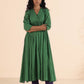 trueBrowns Green Cotton Dobby Flared Kurta Pant Set | Swadesiicart