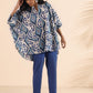 trueBrowns Blue Cotton Ikat Kaftan Co-ord Set - Swadesiicart
