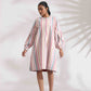 trueBrowns Off-White Cotton Multi Stripe Short Dress | Swadesiicart