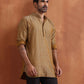 trueBrowns Men's Mustard Cotton Dobby Short Kurta | Swadesiicart