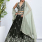 House of Panchhi Turquoise Blue Georgette Sequins And Thread Embroidery Lehenga Choli & Dupatta | Swadesiicart