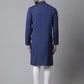 Even Apparels Blue Long Kurta With Band Collar | Swadesiicart
