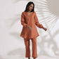 trueBrowns Rust Slub Co-ord Set - Swadesiicart