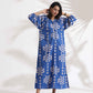 trueBrowns Blue Cotton Print Dress | Swadesiicart