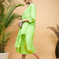 InWeave Women's Lime Green Flared Kurta Palazzo Set - Swadesiicart