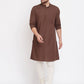 Even Apparels Brown Solid Kurta With Band Collar | Swadesiicart