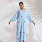 trueBrowns Blue Cotton Embroidered Dress | Swadesiicart