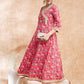 InWeave Women's Pink Patola Printed Gota Embroidered Anarkali Kurta - Swadesiicart