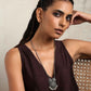 trueBrowns Silver Tone Pearl Drop Pendant Chain | Swadesiicart