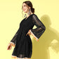 InWeave Women's Black Lacy Dress With Tassles - Swadesiicart