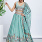 House of Panchhi Mauve Chiffon Sequins And Thread Embroidery Lehenga Choli & Dupatta | Swadesiicart