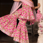 Pomcha Jaipur Nazakat Pink Cotton Hand Block Sharara Set | Swadesiicart