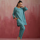 trueBrowns Light Blue Cotton Dobby Co-ord set - Swadesiicart