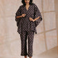 trueBrowns Black Elephant Bagru Print Cotton Kaftan Co-Ord Set - Swadesiicart