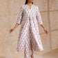 trueBrowns White With Pink Blue Buta Block Print Cotton Kurta Pant Set | Swadesiicart