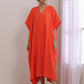 trueBrowns Orange Dobby Panel Kaftan Dress | Swadesiicart