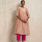 trueBrowns Blush Pink Tissue A-line Kurta Set | Swadesiicart