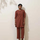 trueBrowns Brown Cotton Linen Kurta Co-Ord Set - Swadesiicart