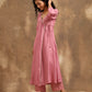 trueBrowns Light Mauve Bandhani Printed Silk Angrakha Kurta Pant Set | Swadesiicart