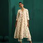 trueBrowns Ivory Multi Color Floral Cotton Front Gathered Kurta Pant Set | Swadesiicart
