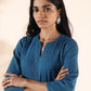 trueBrowns Blue Cotton Dobby Co-ord Set - Swadesiicart