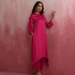 trueBrowns Magenta Highlow Modal Kurta Set | Swadesiicart