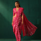 trueBrowns Rani Pink Cotton Silver Lurex Striped Ready to Wear Saree | Swadesiicart