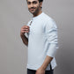 Even Apparels Blue Pure Cotton Kurta With Band Collar | Swadesiicart