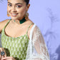 InWeave Women's Green Small Boota Print Strappy Set With Dupatta - Swadesiicart