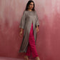 trueBrowns Grey High Slit Modal Kurta Set | Swadesiicart