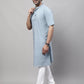 Even Apparels Blue Pure Cotton Kurta With Band Collar | Swadesiicart