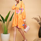 InWeave Women's Haldi Yellow Pink Mauve Flower Belted Dress - Swadesiicart