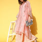 Ahalyaa Women Ethnic Motifs Printed Gotta Patti Organza Kaftan Kurta | Swadesiicart
