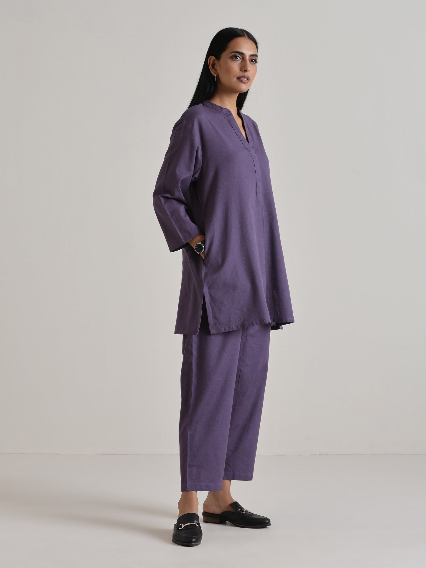 trueBrowns Plum Purple Relaxed Fit Co-Ord Set - Swadesiicart