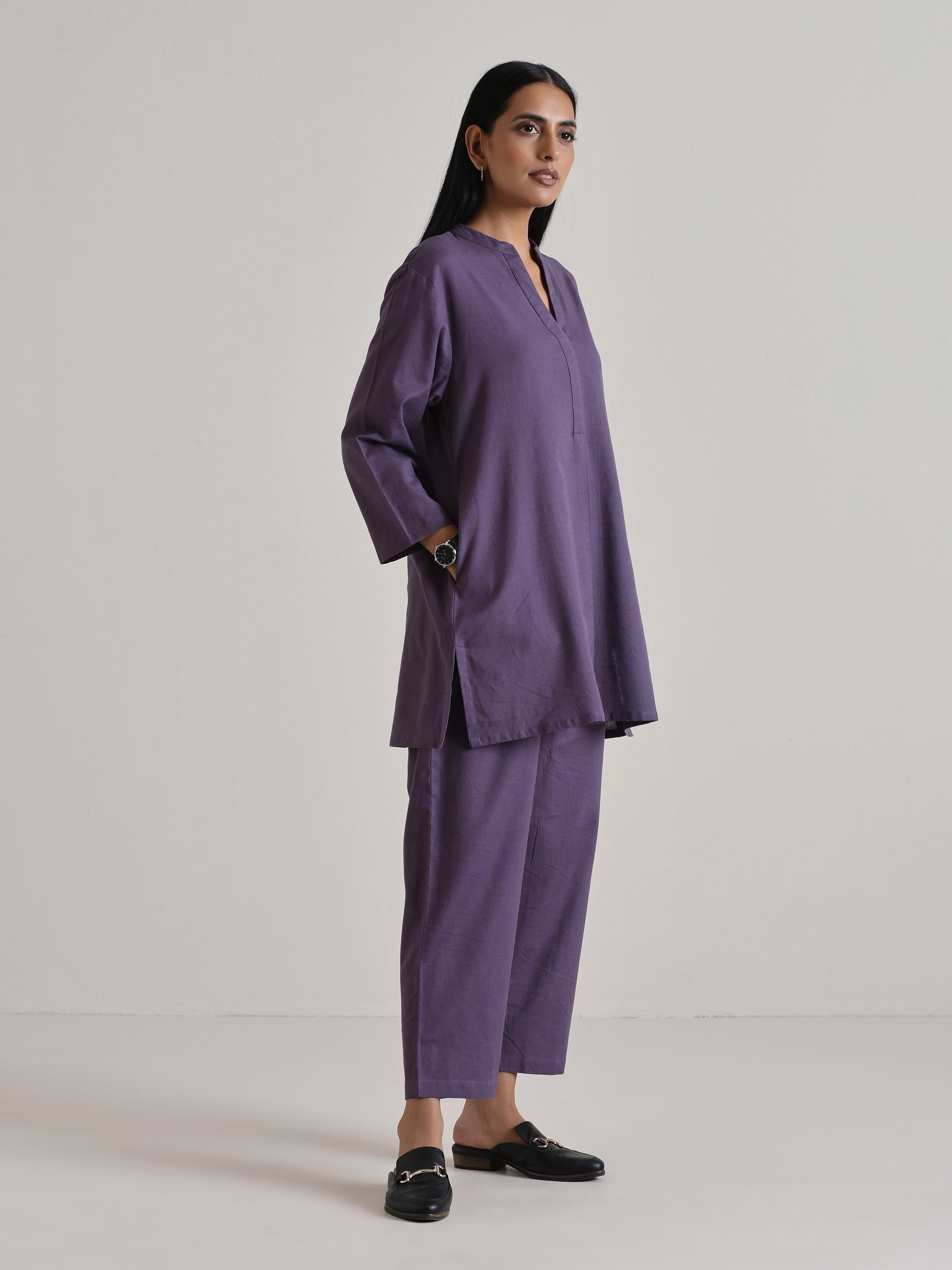 trueBrowns Plum Purple Relaxed Fit Co-Ord Set - Swadesiicart
