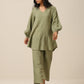 trueBrowns Sage Slub Textured Short Co-Ord Set - Swadesiicart