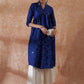 InWeave Women's Blue Mirror Work Flared Kurta - Swadesiicart