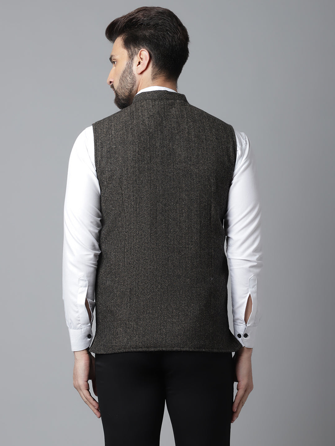 Even Apparels Men's Brown Pure Wool Nehru Jacket | Swadesiicart