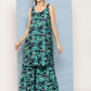 InWeave Women's Navy Green Big Leaf Print Crepe Kurta Set - Swadesiicart