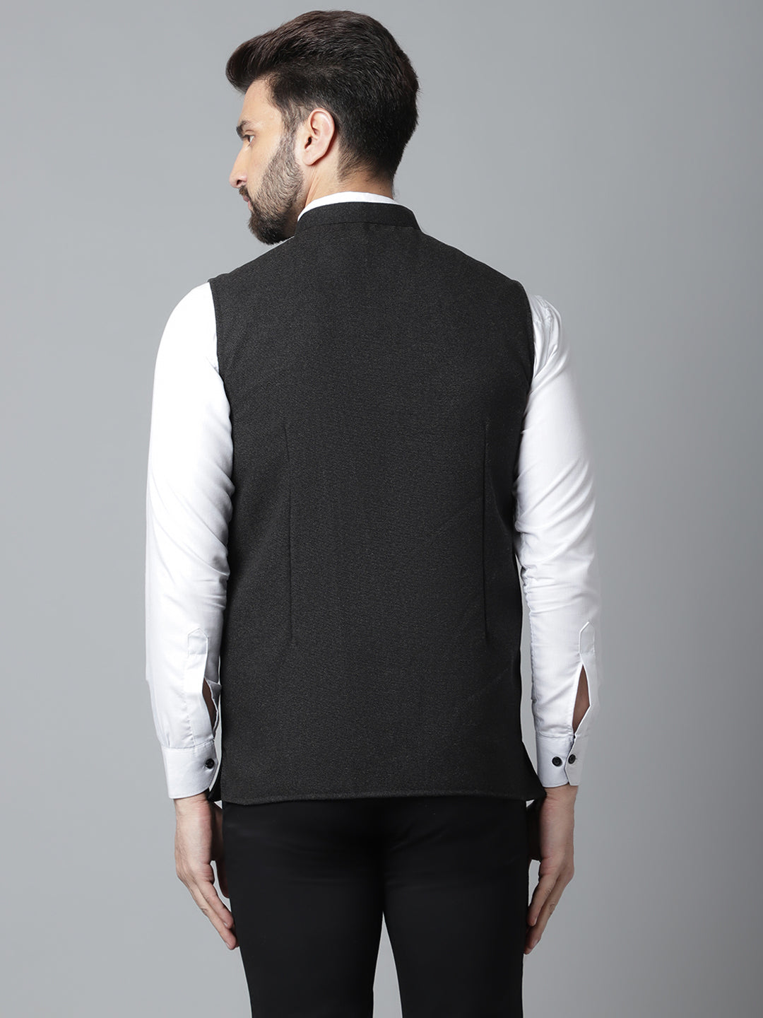 Even Apparels Men's Black Pure Wool Nehru Jacket | Swadesiicart