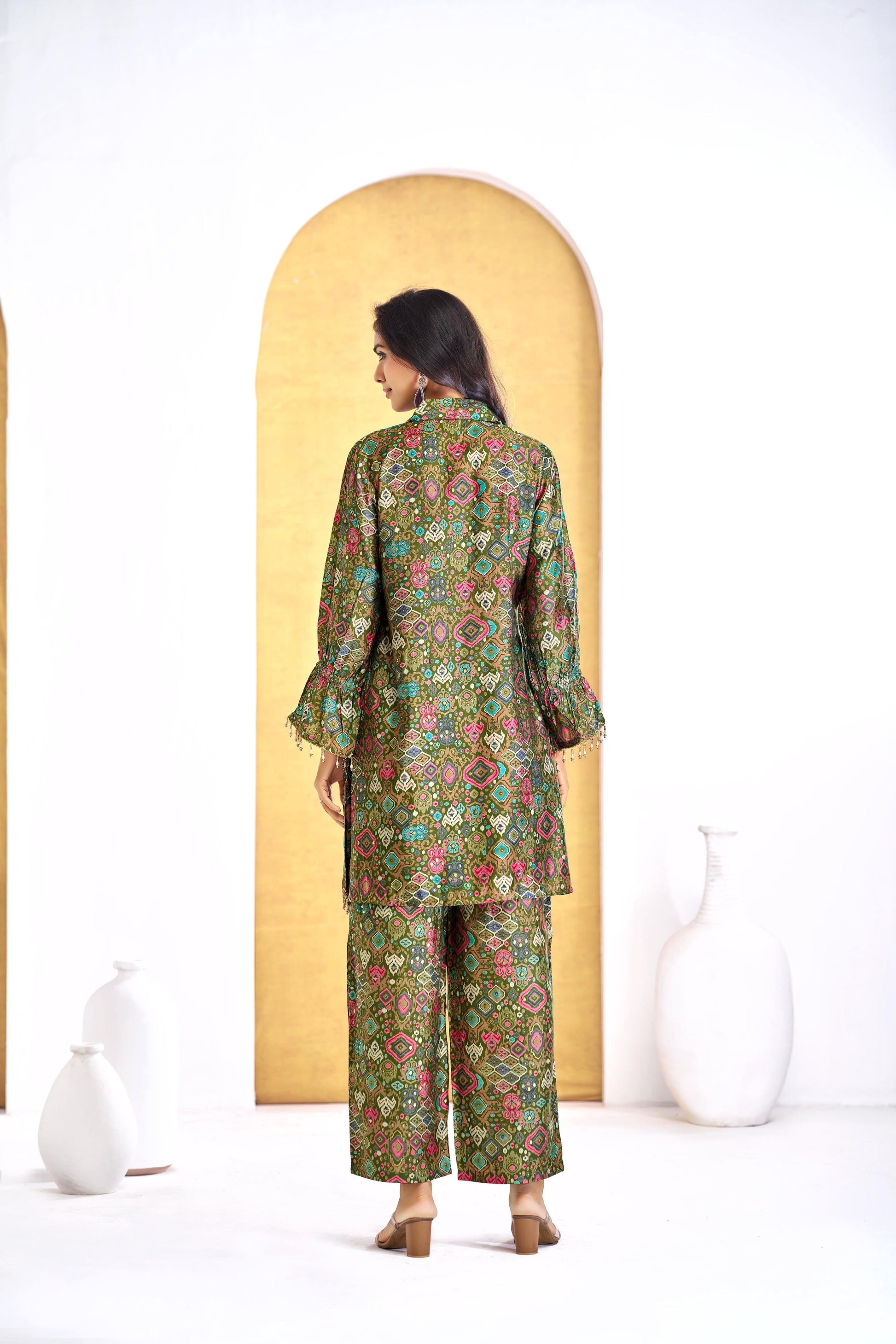 BulBul Pratiksha Olive Co-Ord Set - Swadesiicart