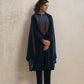 trueBrowns Blue Velvet Floral Embroidered Kurta Pant Dupatta Set | Swadesiicart