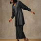 trueBrowns Black Solid Textured Co-Ord Set - Swadesiicart