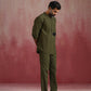 trueBrowns Men's Olive green Cotton Mandarin Collar Kurta Co-ord set - Swadesiicart