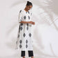 trueBrowns White Cotton Print Pleated Kurta Set | Swadesiicart